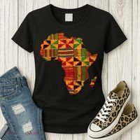 Cool Africa Map Kente Cloth Gift For Men Women African Lover Women's T-Shirt thumb 3