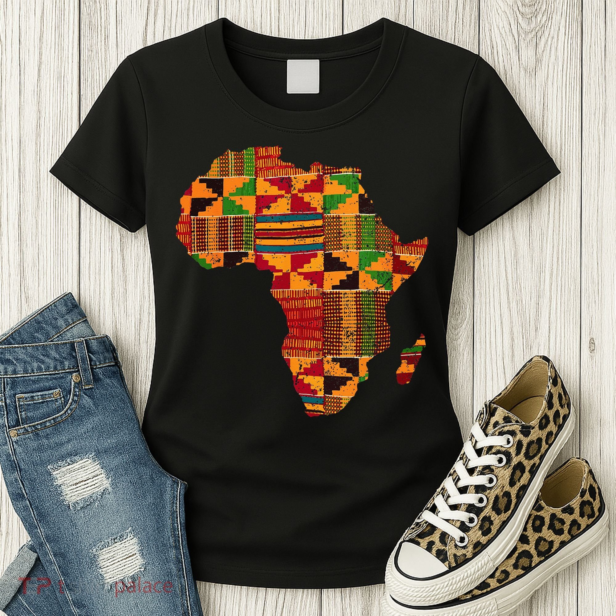 Cool Africa Map Kente Cloth Gift For Men Women African Lover Women's T-Shirt
