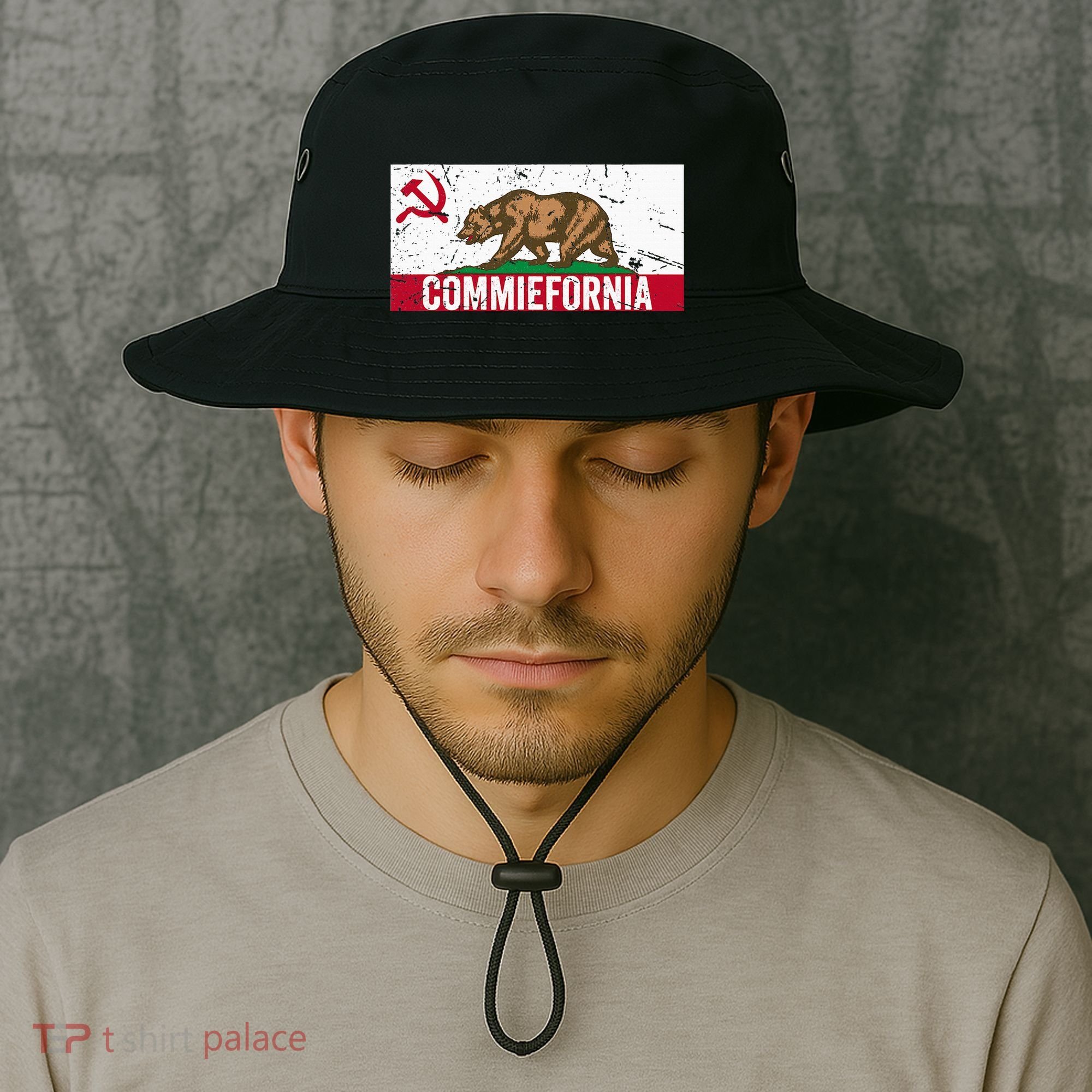 Commiefornia Anti Marxist Communist California Flag Bucket Hat