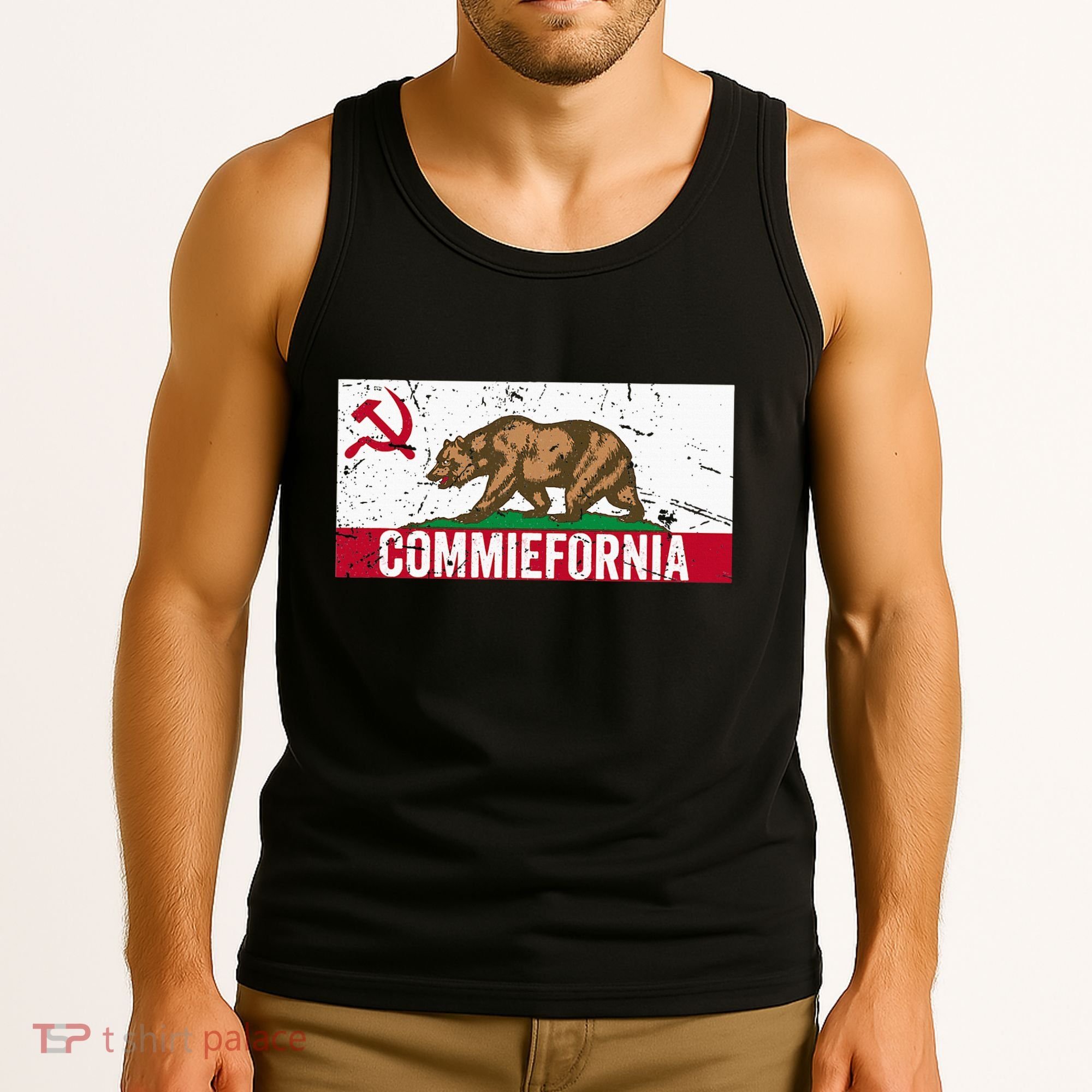 Commiefornia Anti Marxist Communist California Flag Tank Top