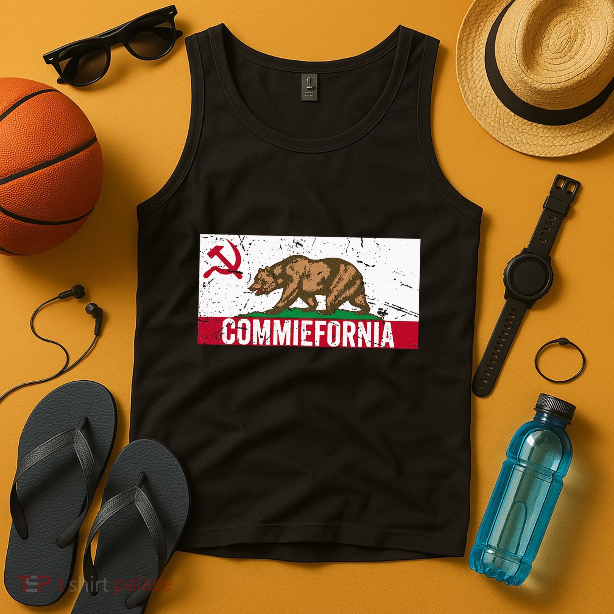 Commiefornia Anti Marxist Communist California Flag Tank Top