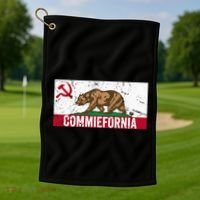 Commiefornia Anti Marxist Communist California Flag Golf Towel thumb 1