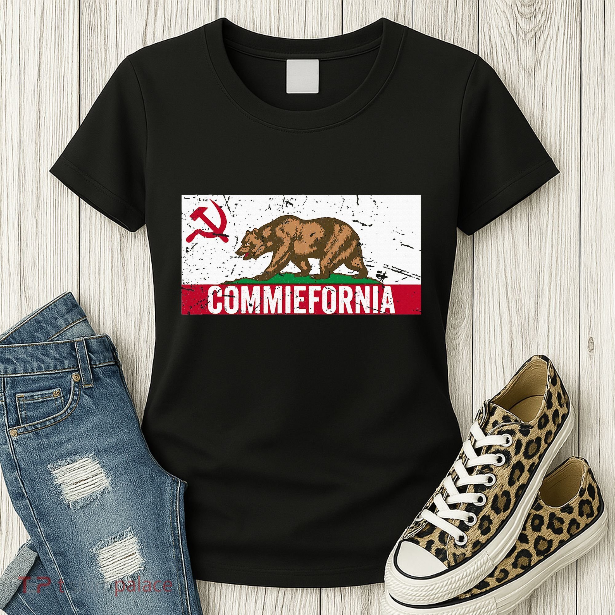 Commiefornia Anti Marxist Communist California Flag Women's T-Shirt