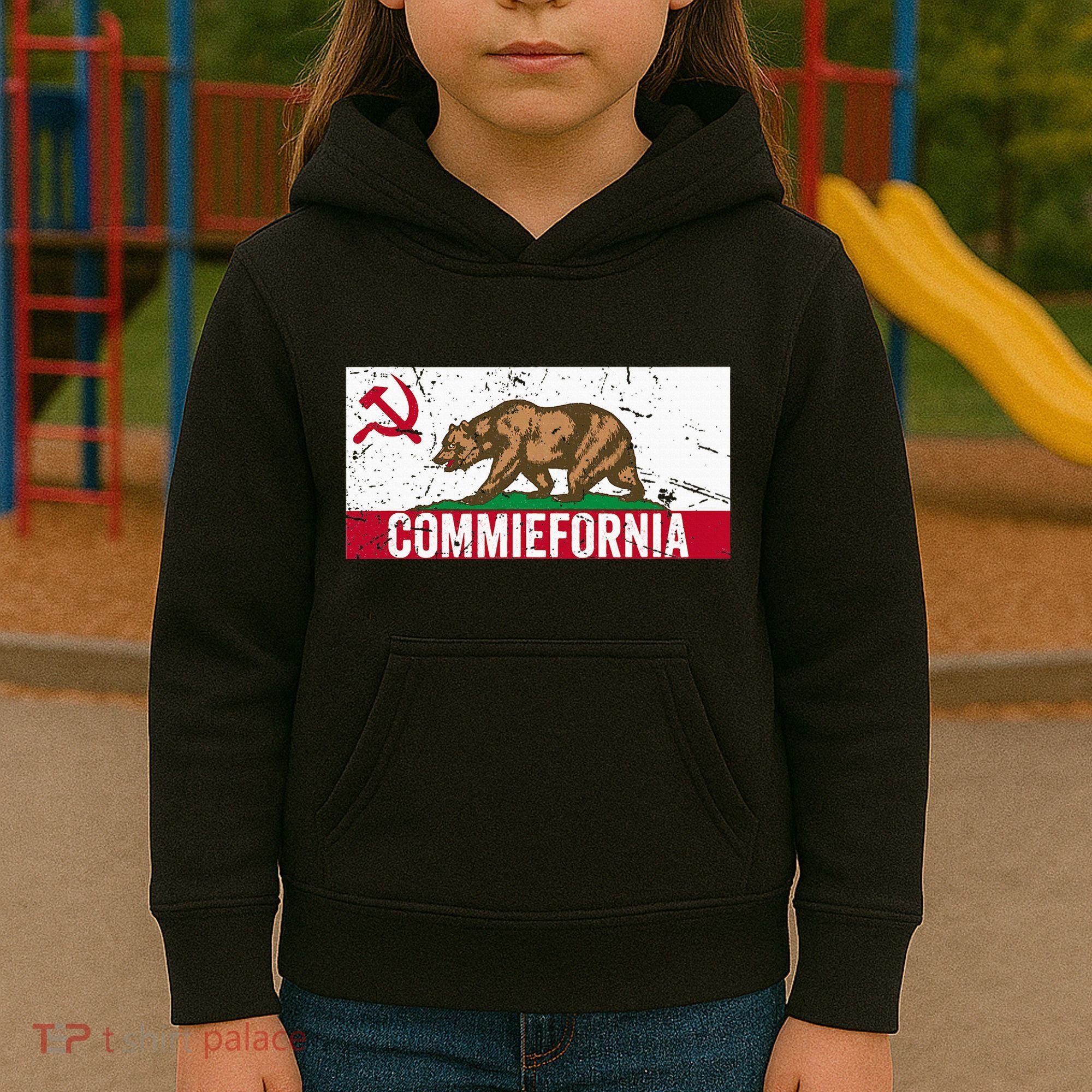 Commiefornia Anti Marxist Communist California Flag Kids Hoodie