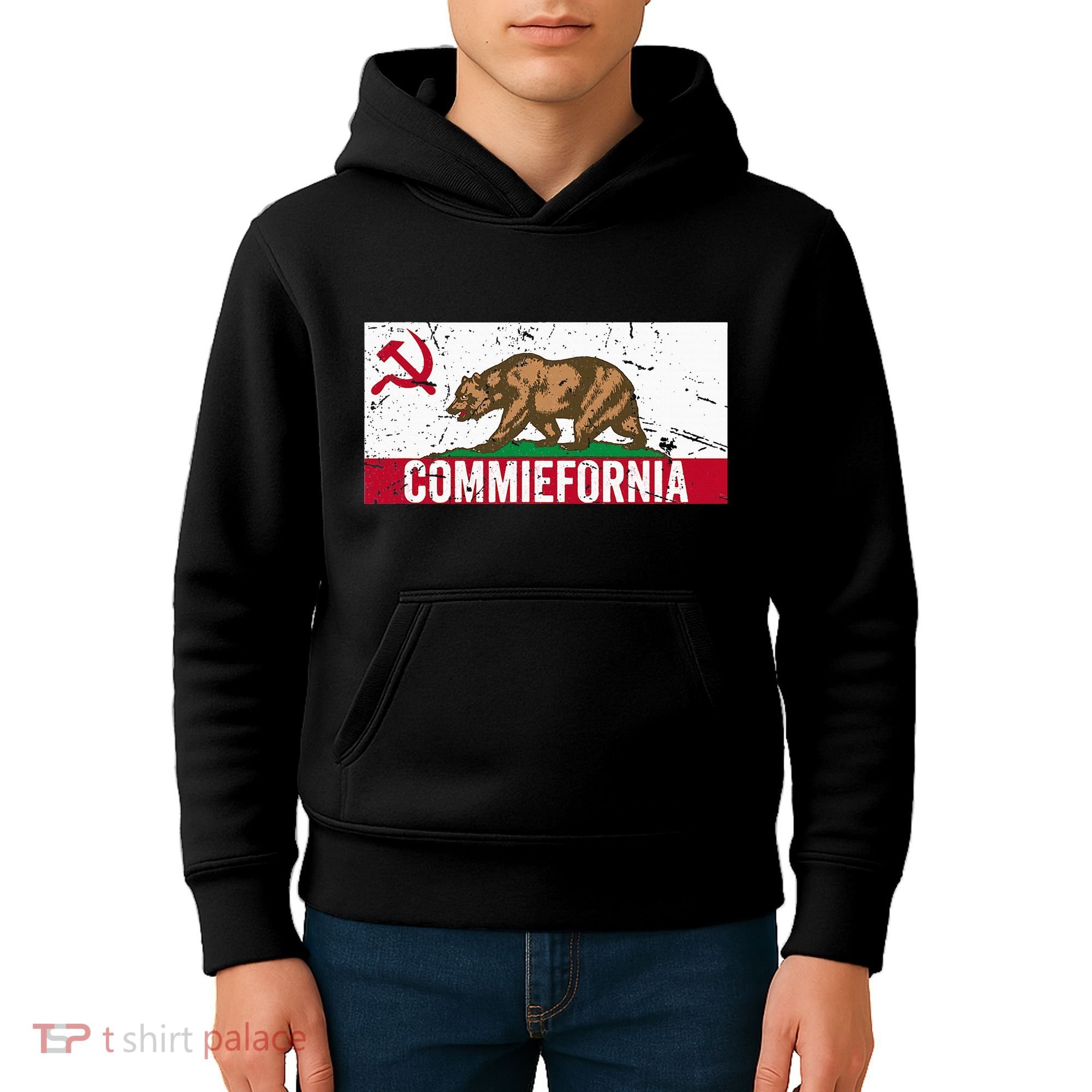 Commiefornia Anti Marxist Communist California Flag Kids Hoodie