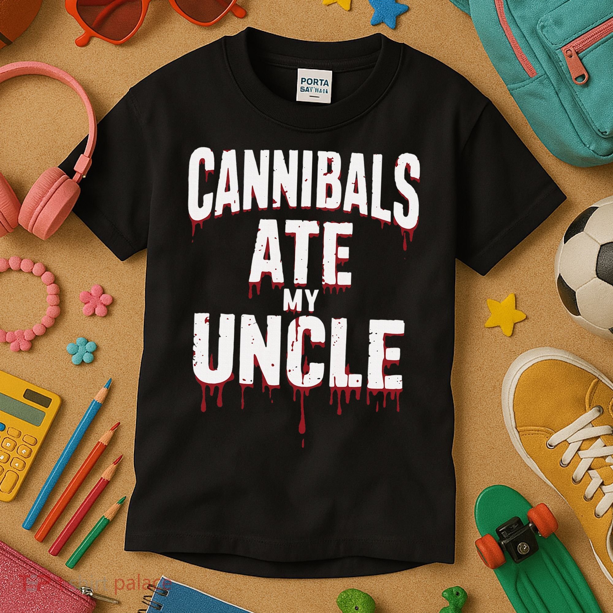 Cannibals Ate My Uncle Joe Biden Political Satire 2024 Kids T-Shirt