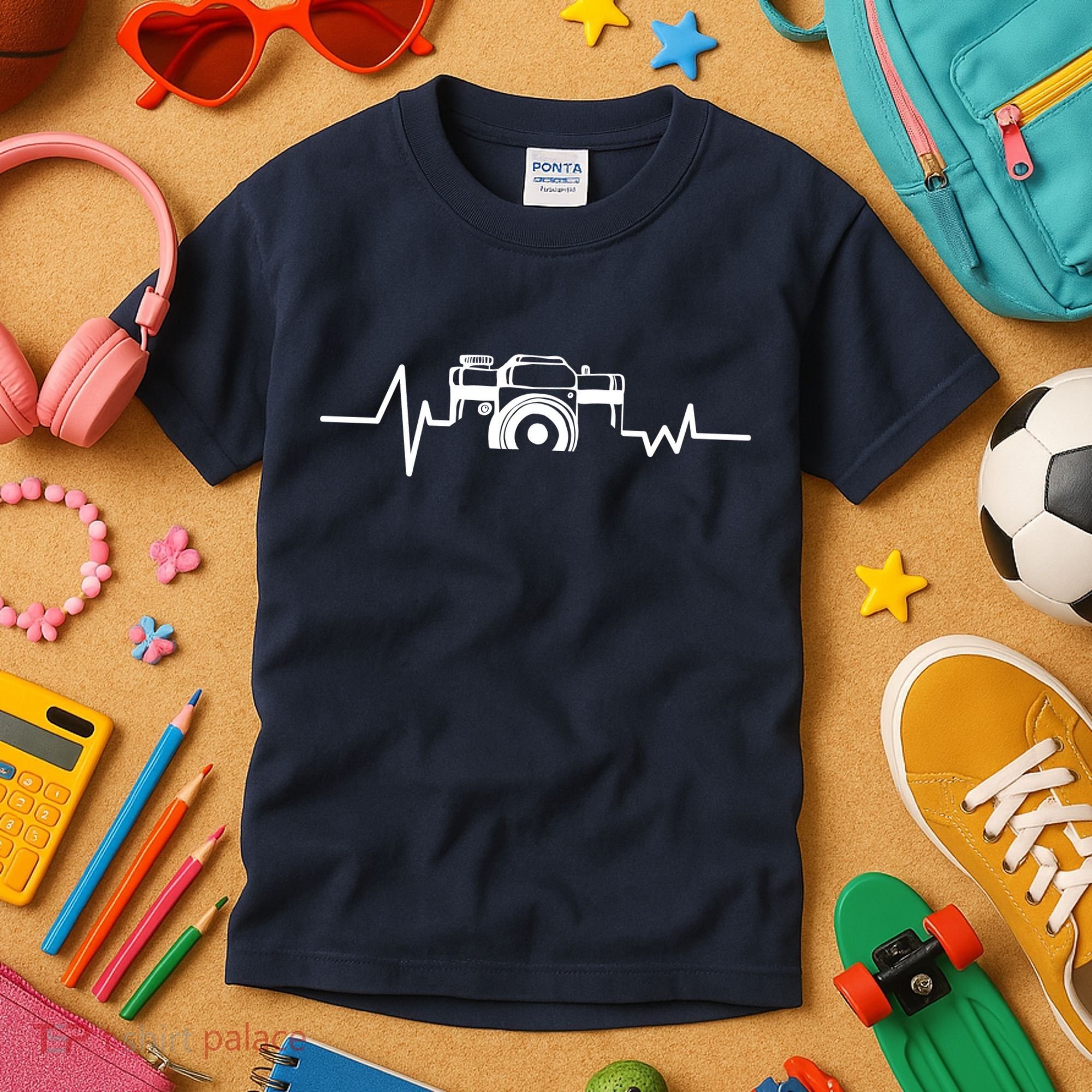 Camera Photographer Heartbeat Kids T-Shirt