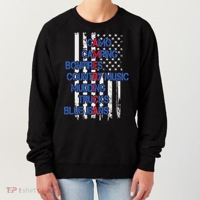 Camo Camping Bonfires Country Music Mudding  Trucks Blue Jeans Women's Sweatshirt