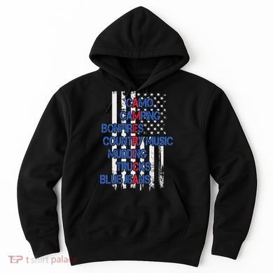 Camo Camping Bonfires Country Music Mudding  Trucks Blue Jeans Hoodie