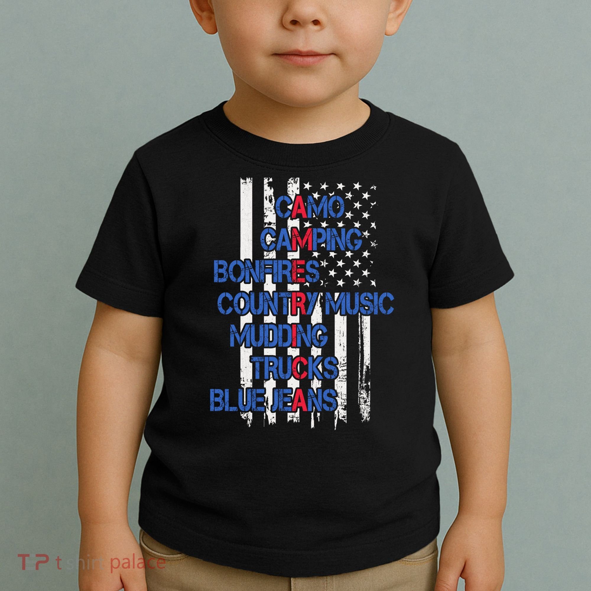 Camo Camping Bonfires Country Music Mudding  Trucks Blue Jeans Toddler T-Shirt