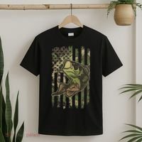 Camouflage American Flag Fishing Camo T-Shirt thumb 2