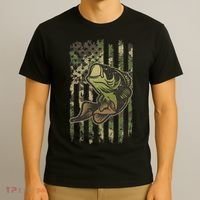Camouflage American Flag Fishing Camo T-Shirt thumb 3