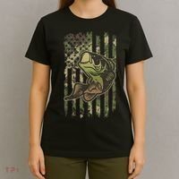Camouflage American Flag Fishing Camo T-Shirt thumb 4