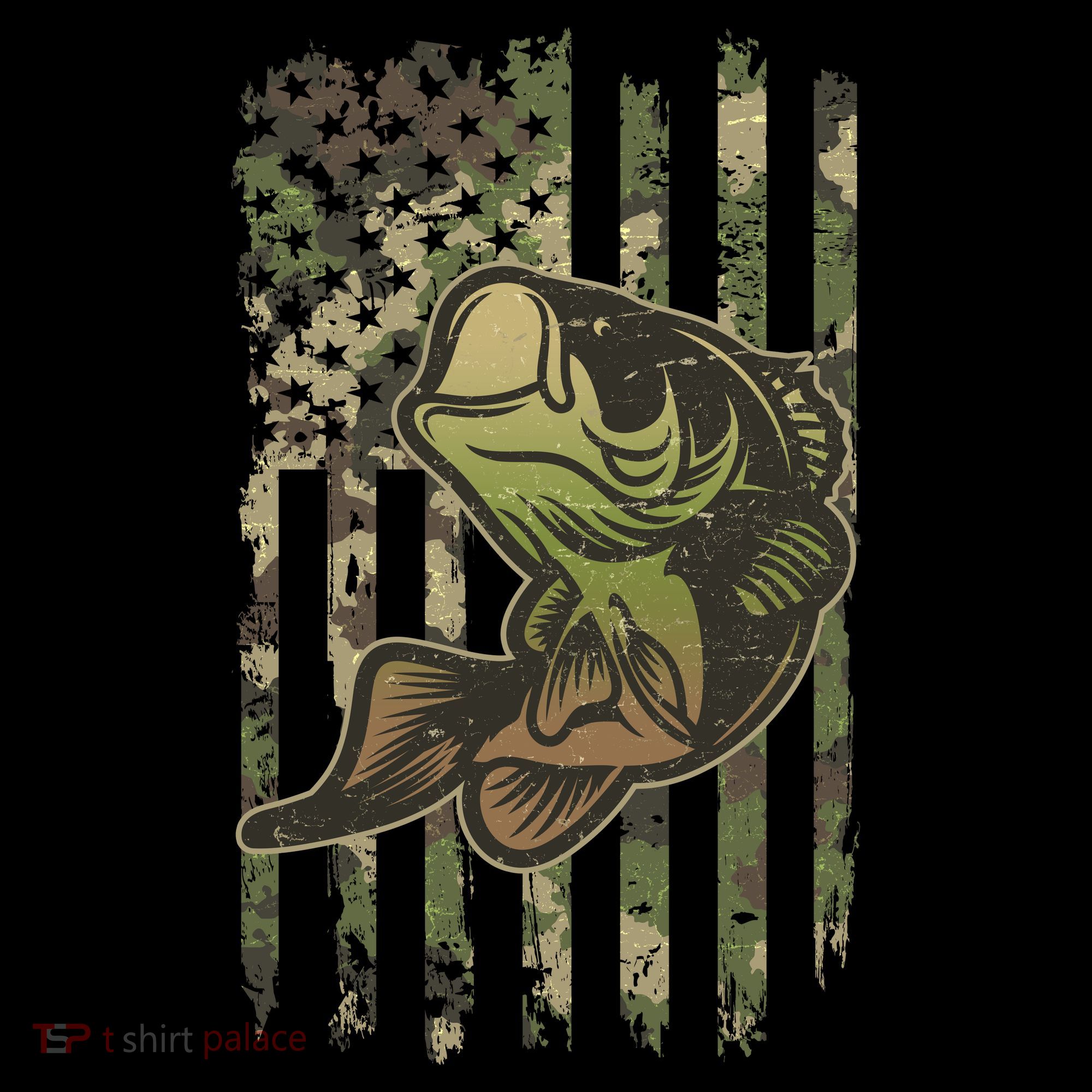 Camouflage American Flag Fishing Camo T-Shirt