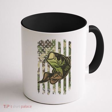 Camouflage American Flag Fishing Camo Coffee Mug back