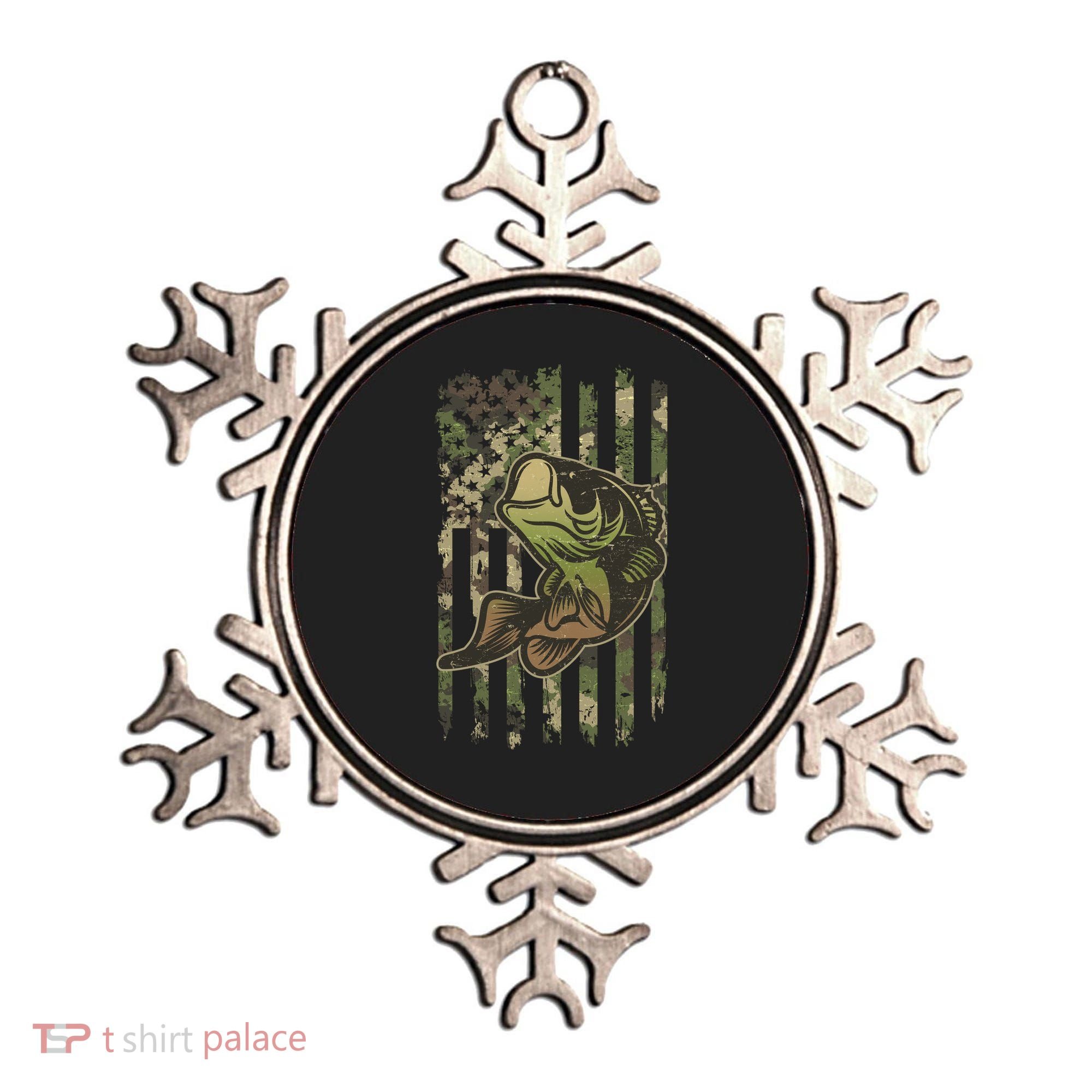 Camouflage American Flag Fishing Camo Ornament
