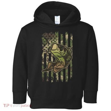 Camouflage American Flag Fishing Camo Toddler Hoodie