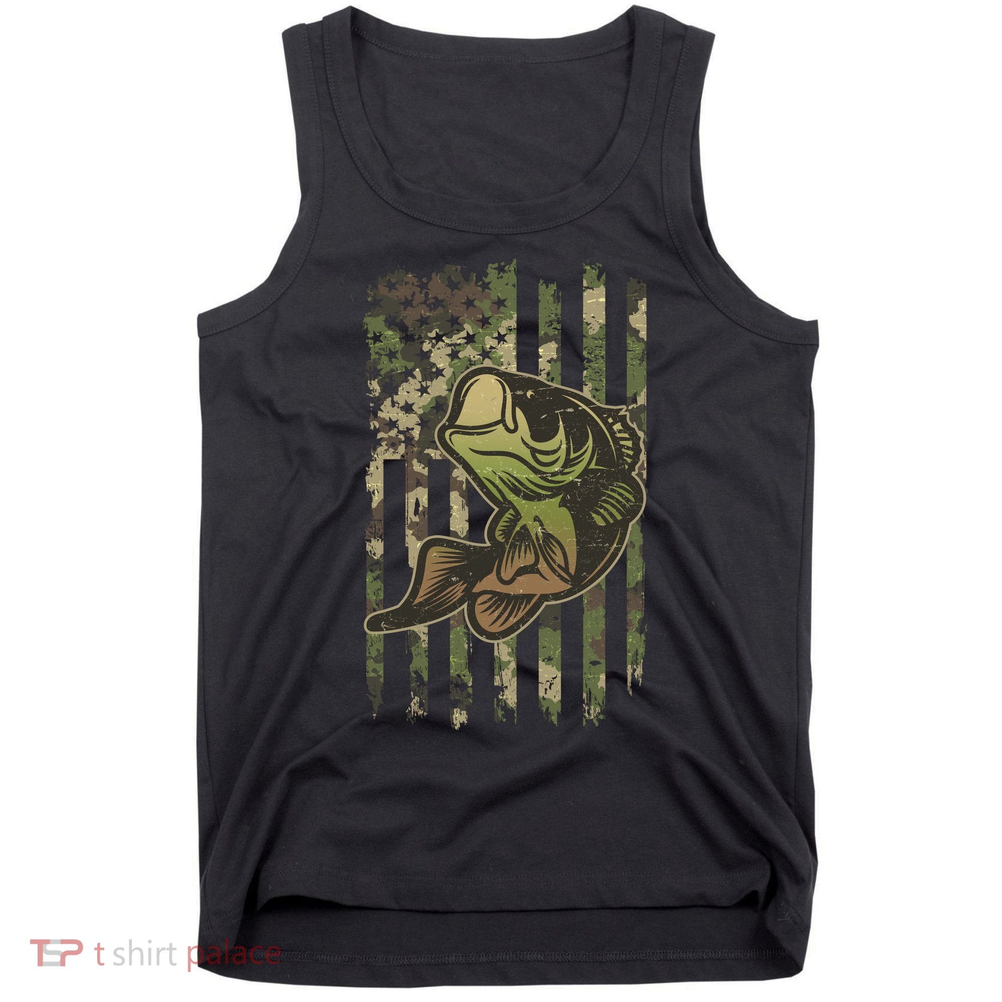 Camouflage American Flag Fishing Camo Tank Top