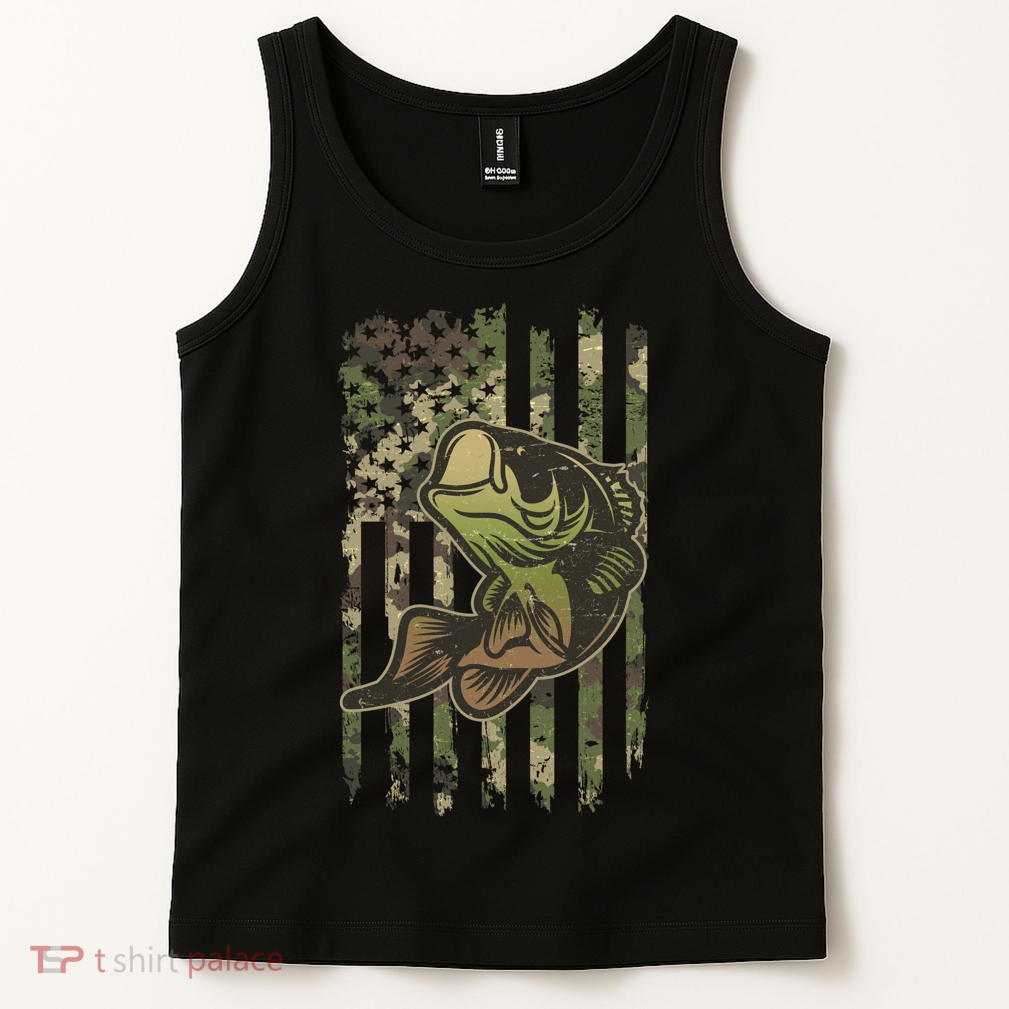 Camouflage American Flag Fishing Camo Tank Top