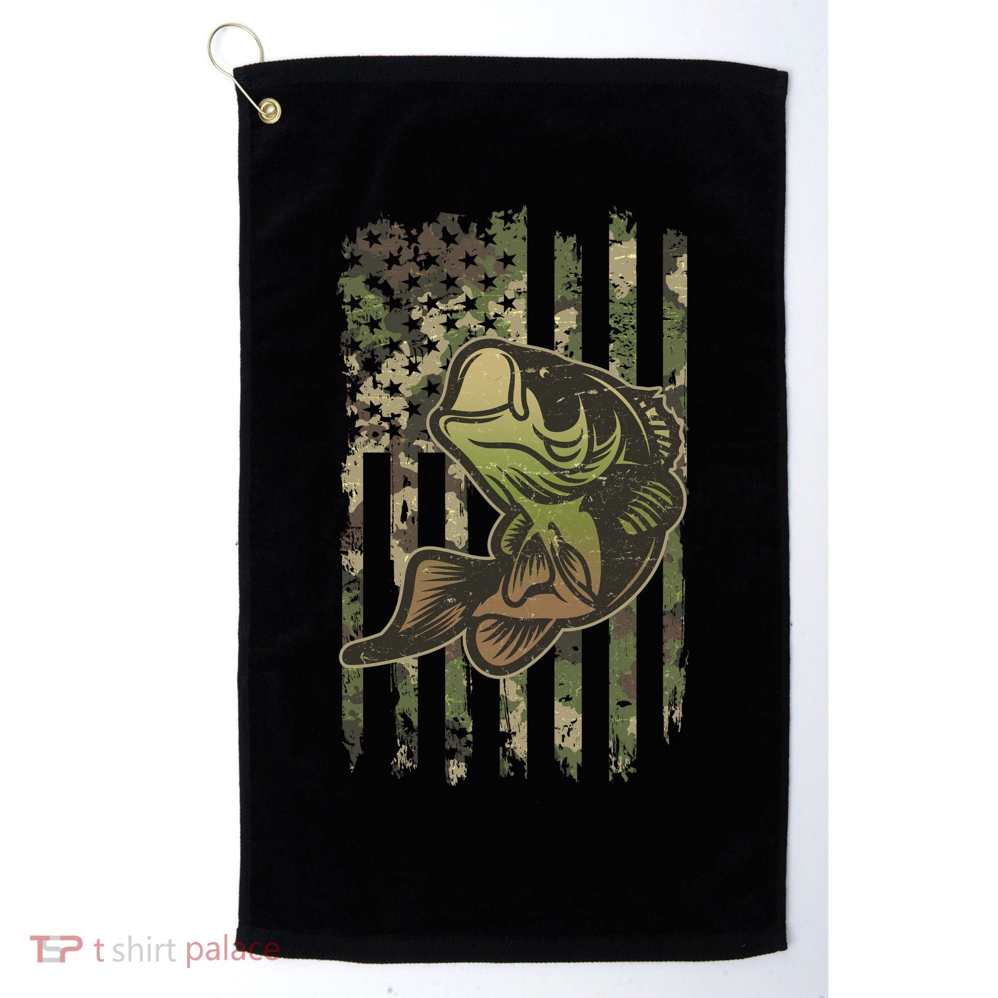 Camouflage American Flag Fishing Camo Golf Towel