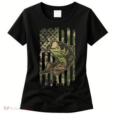 Camouflage American Flag Fishing Camo Women's T-Shirt