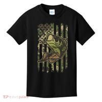 Camouflage American Flag Fishing Camo Kids T-Shirt thumb 0