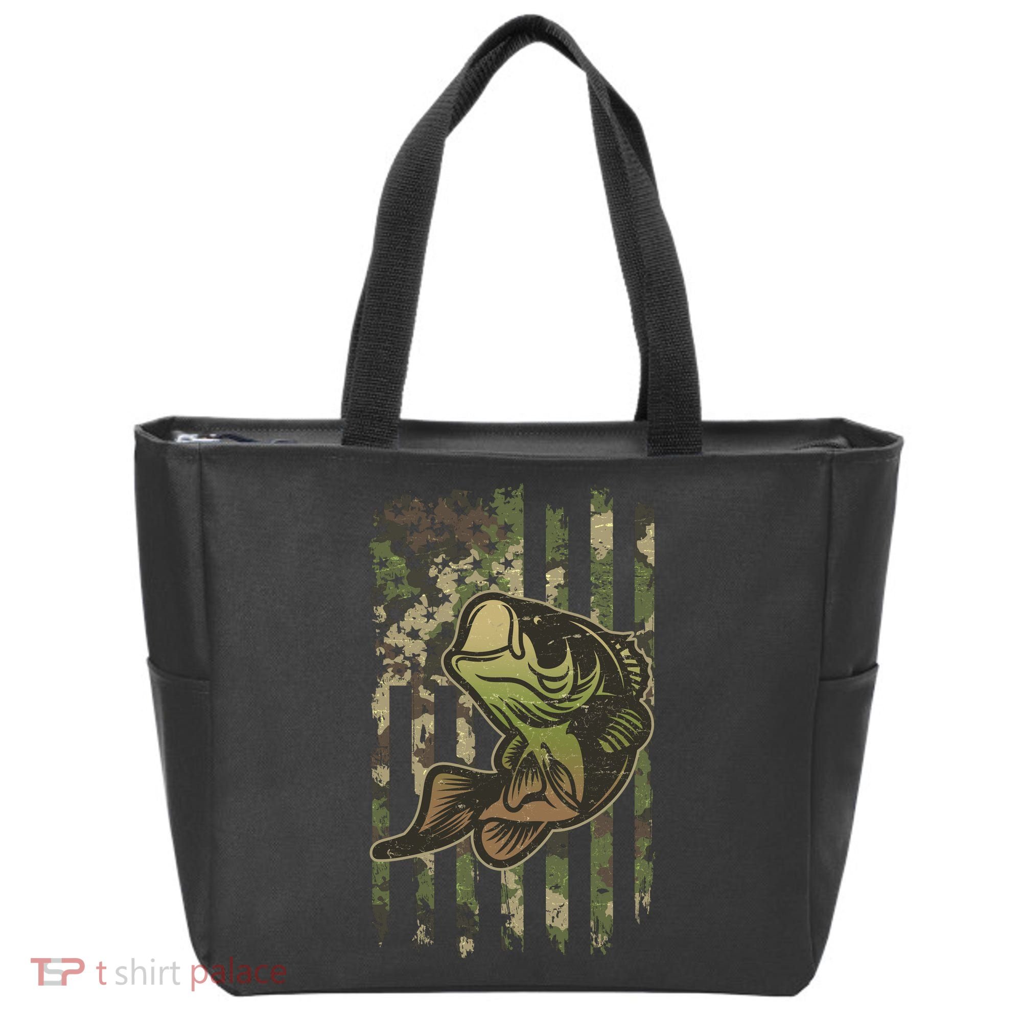 Camouflage American Flag Fishing Camo Tote Bag