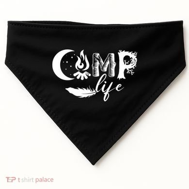 Camp Life Cute Camping Nature Logo USA-Made Doggie Bandana