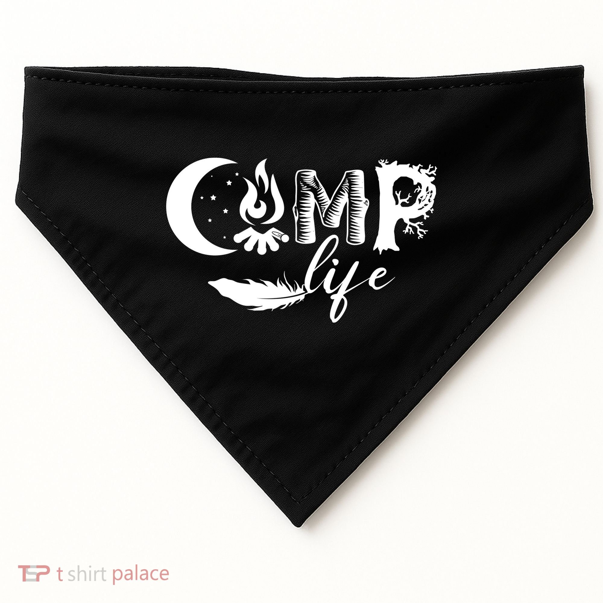 Camp Life Cute Camping Nature Logo USA-Made Doggie Bandana
