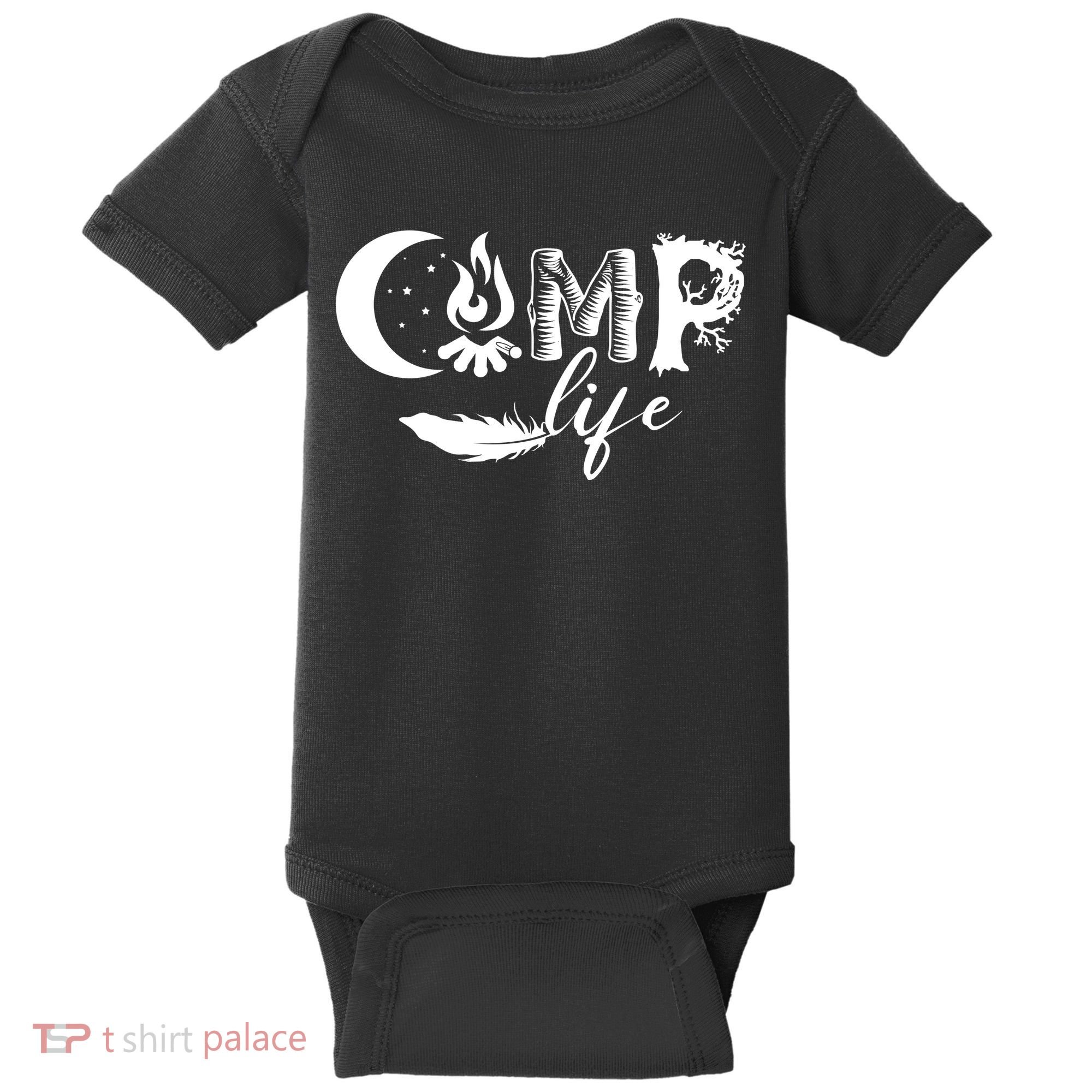 Camp Life Cute Camping Nature Logo Baby Bodysuit