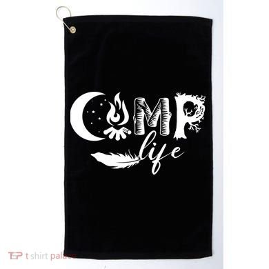 Camp Life Cute Camping Nature Logo Golf Towel