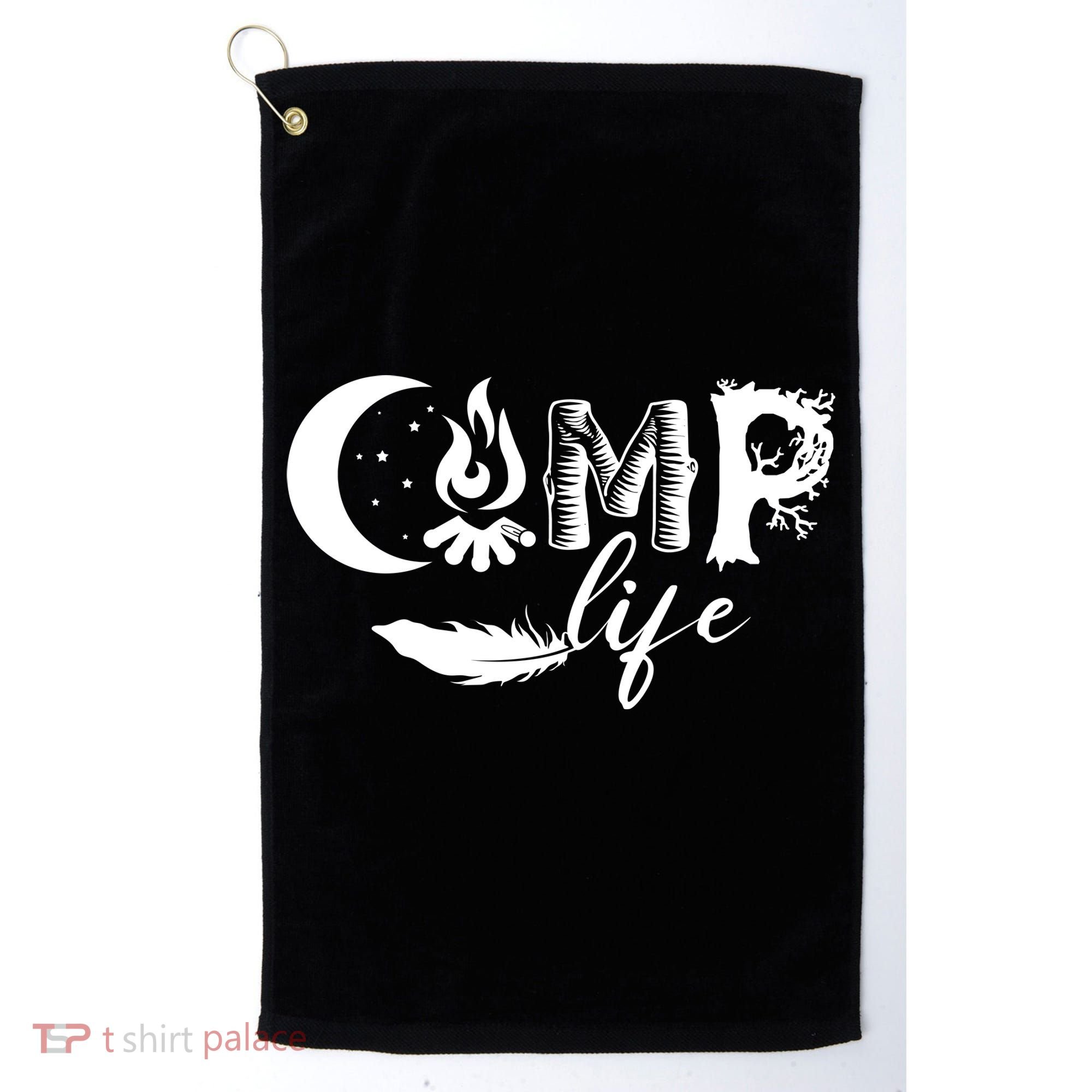 Camp Life Cute Camping Nature Logo Golf Towel