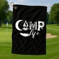 Camp Life Cute Camping Nature Logo Golf Towel thumb 1