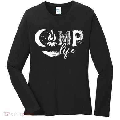 Camp Life Cute Camping Nature Logo Women's Long Sleeve Shirt