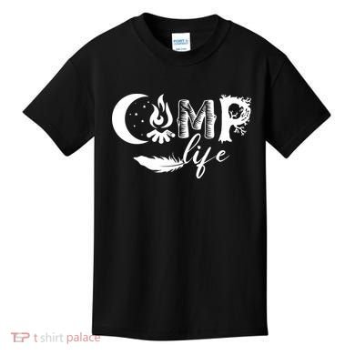 Camp Life Cute Camping Nature Logo Kids T-Shirt
