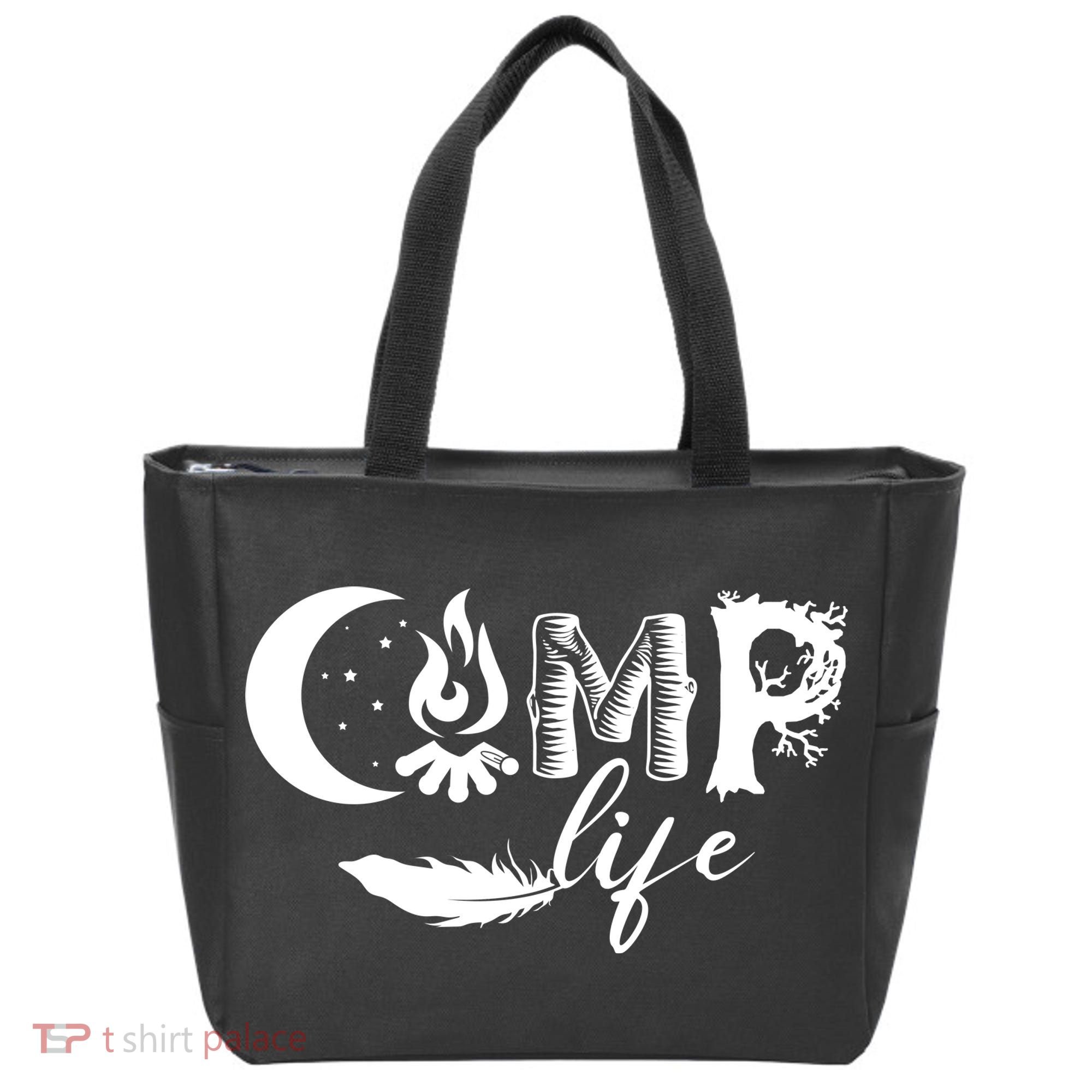 Camp Life Cute Camping Nature Logo Tote Bag