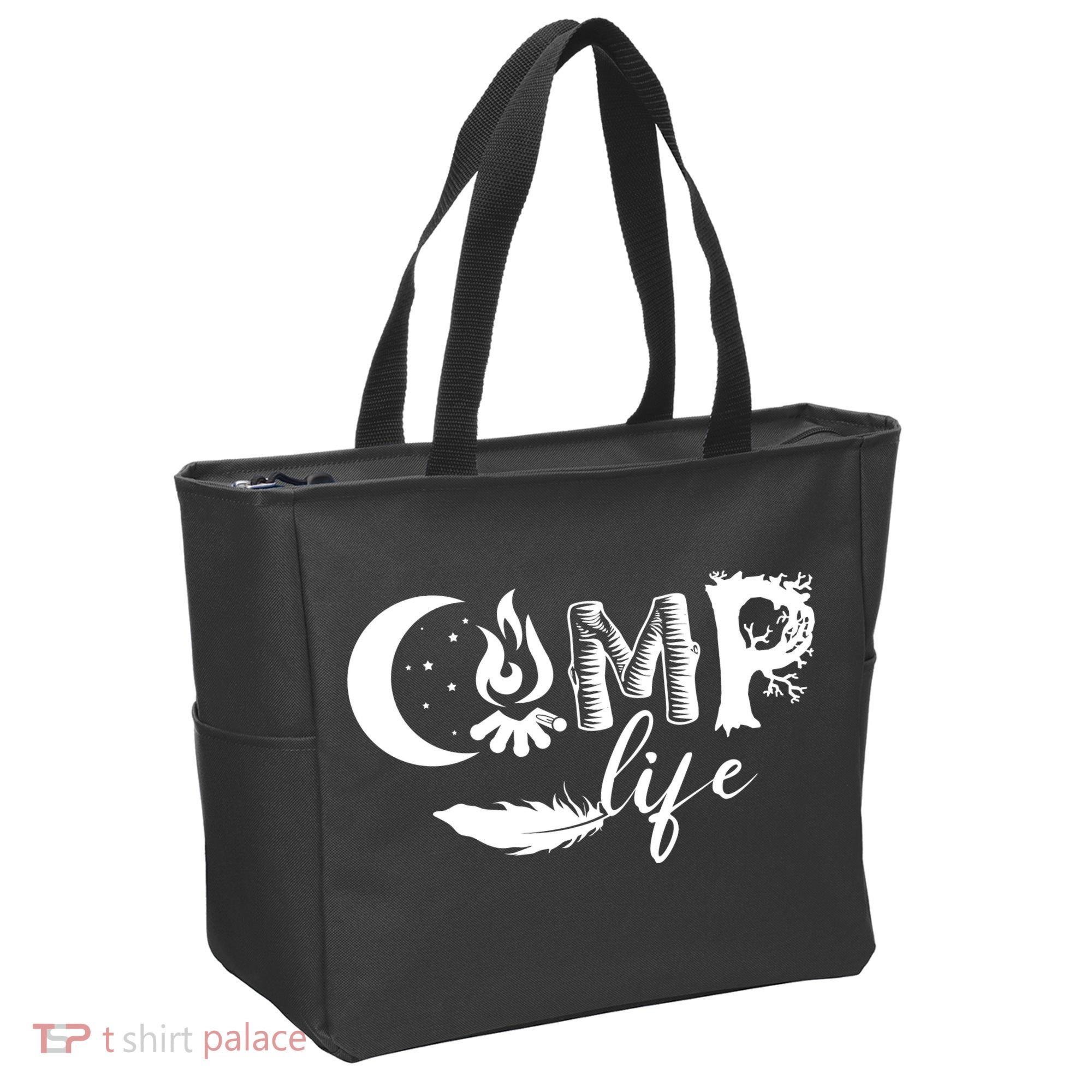 Camp Life Cute Camping Nature Logo Tote Bag