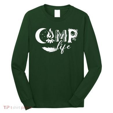Camp Life Cute Camping Nature Logo Long Sleeve Shirt