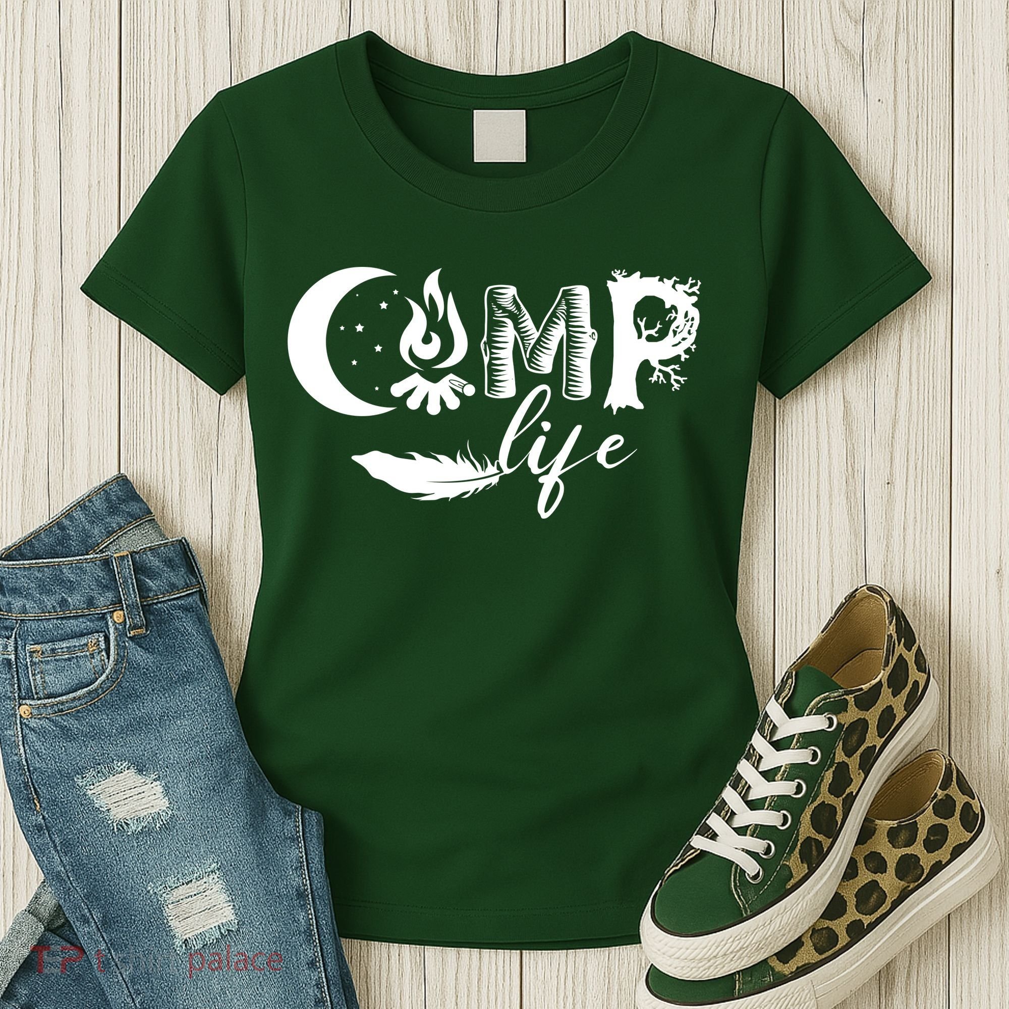 Camp Life Cute Camping Nature Logo Women's T-Shirt