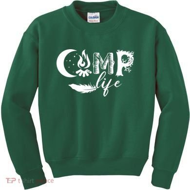 Camp Life Cute Camping Nature Logo Kids Sweatshirt