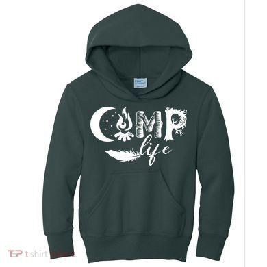 Camp Life Cute Camping Nature Logo Kids Hoodie