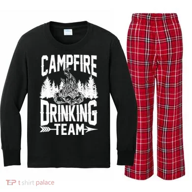 Campfire Drinking Team Kids Long Sleeve Plaid Pajama Set