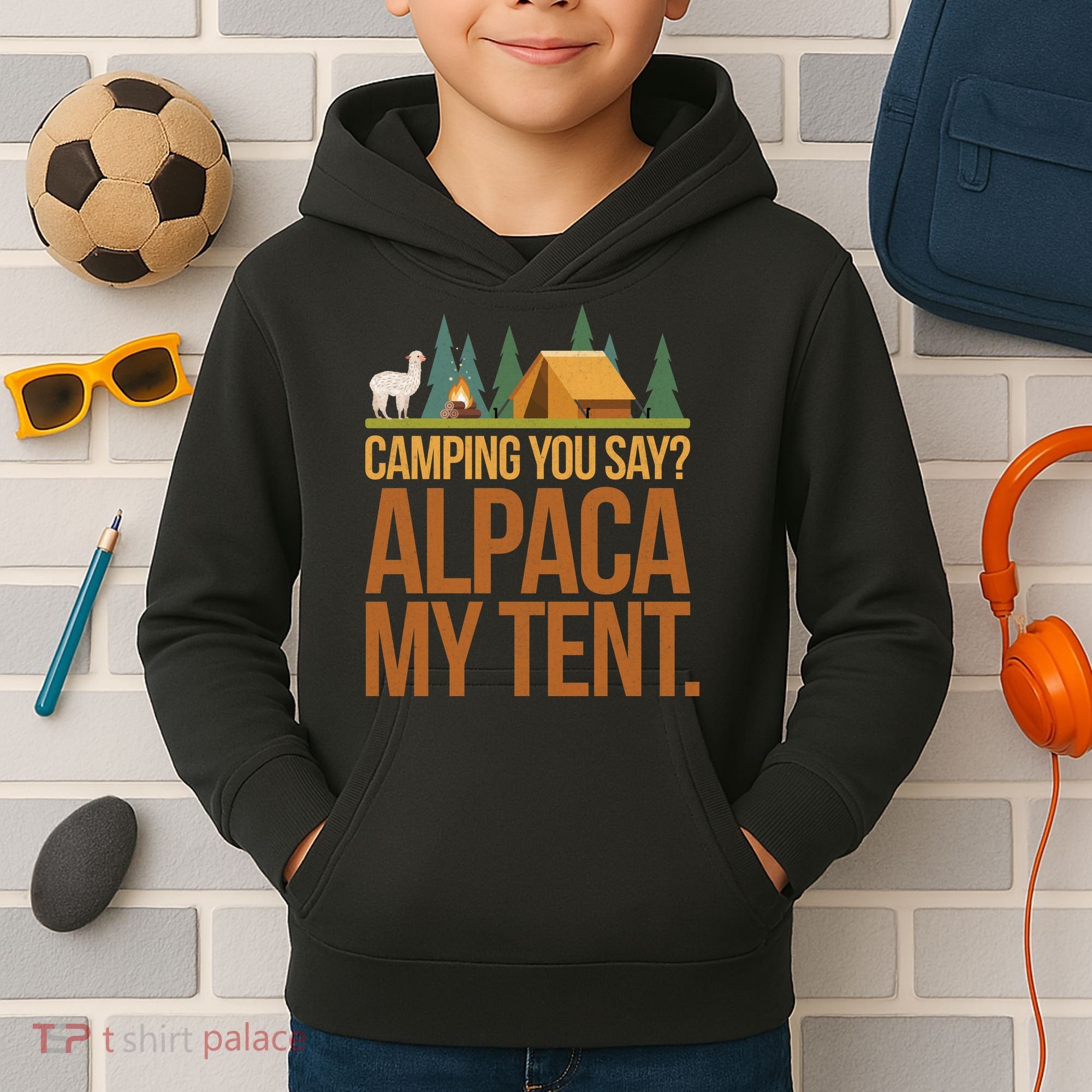 Camping Alpaca My Tent Kids Hoodie