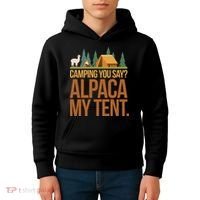 Camping Alpaca My Tent Kids Hoodie thumb 4