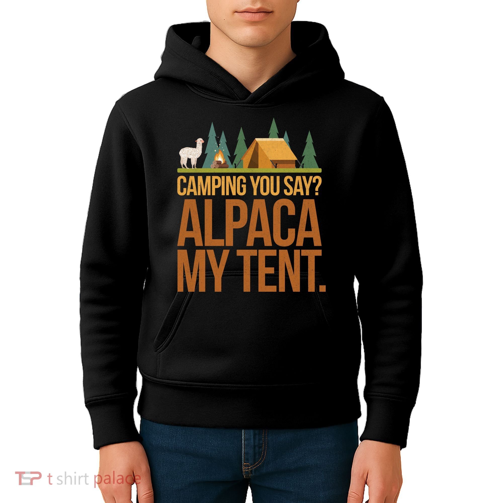Camping Alpaca My Tent Kids Hoodie