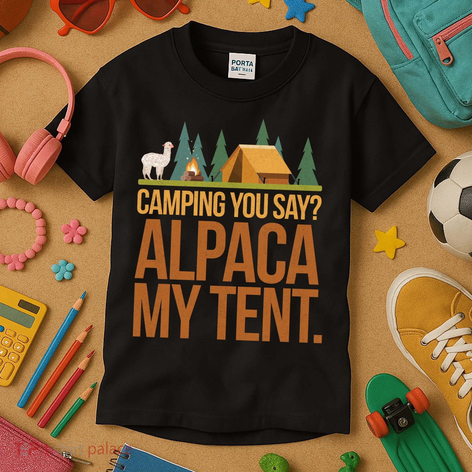 Camping Alpaca My Tent Kids T-Shirt