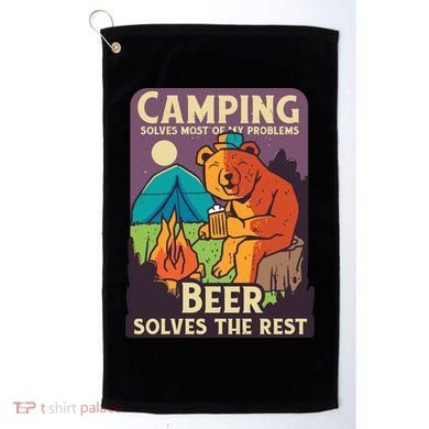 Camping And Beer Funny Golf Towel