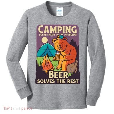 Camping And Beer Funny Kids Long Sleeve Shirt