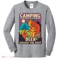 Camping And Beer Funny Kids Long Sleeve Shirt thumb 0