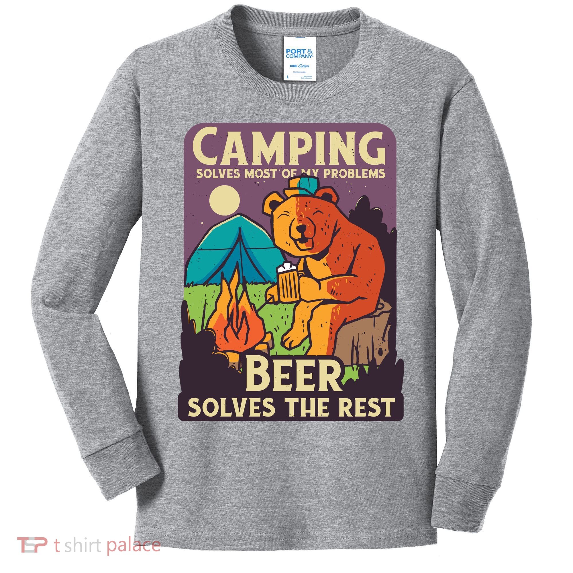 Camping And Beer Funny Kids Long Sleeve Shirt